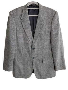 Bert Pulitzer Mens 40R 100% Silk Gray Tweed Woven Two Button Blazer Sport Coat